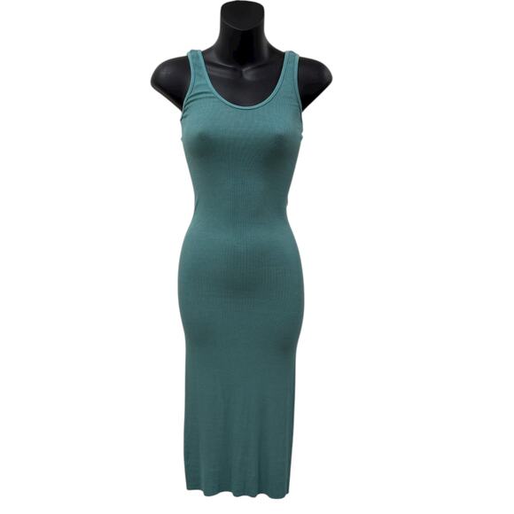Enza Costa Silk Rib Tank Midi Dress In Quiet Wave - Picture 2 of 7